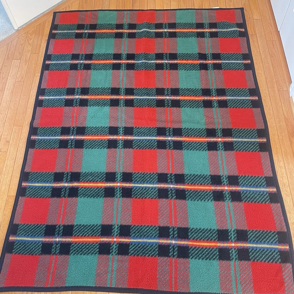 Biederlack‎ Plaid Checkered Throw Blanket Red Green Black 56"x 78"